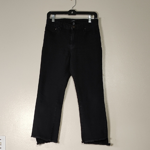 Who What Wear Raw Hem Frayed Cropped Black Jeans size 6 - Picture 2 of 8
